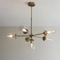 Allston 6 Lights Glass Shade Pendant Ceiling Light - Brass