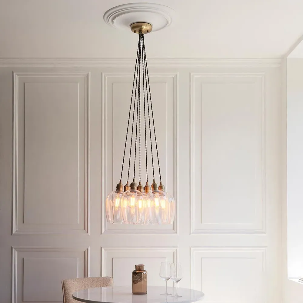 Allston 7-Light Pendant Ceiling Light - Antique Brass, Glass