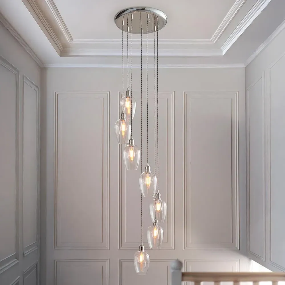 Allston 7-Light Pendant Ceiling Light - Nickel, Glass