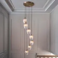 Allston 7 Ribbed Glass Pendant Ceiling Light - Antique Brass