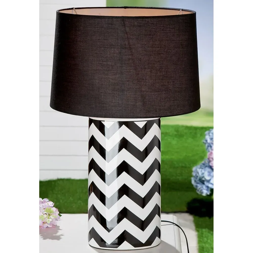 Allston Ceramic Zig Zag Table Lamp - Black, White