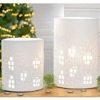 Allston City Light Design Table Lamps Pair - White, Porcelain