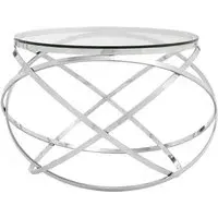 Allston Clear Glass End Table with Hoops - Silver