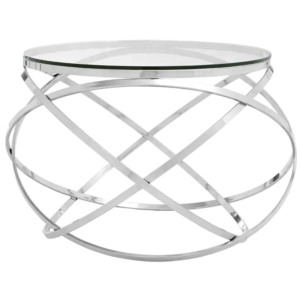 Allston Clear Glass End Table with Hoops - Silver