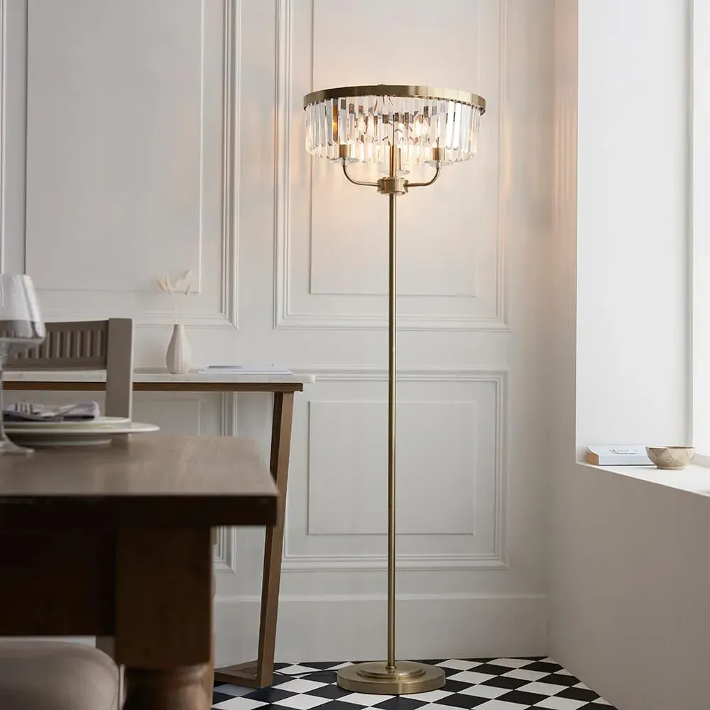 Allston Clear Glass Floor Lamp - Antique Brass image