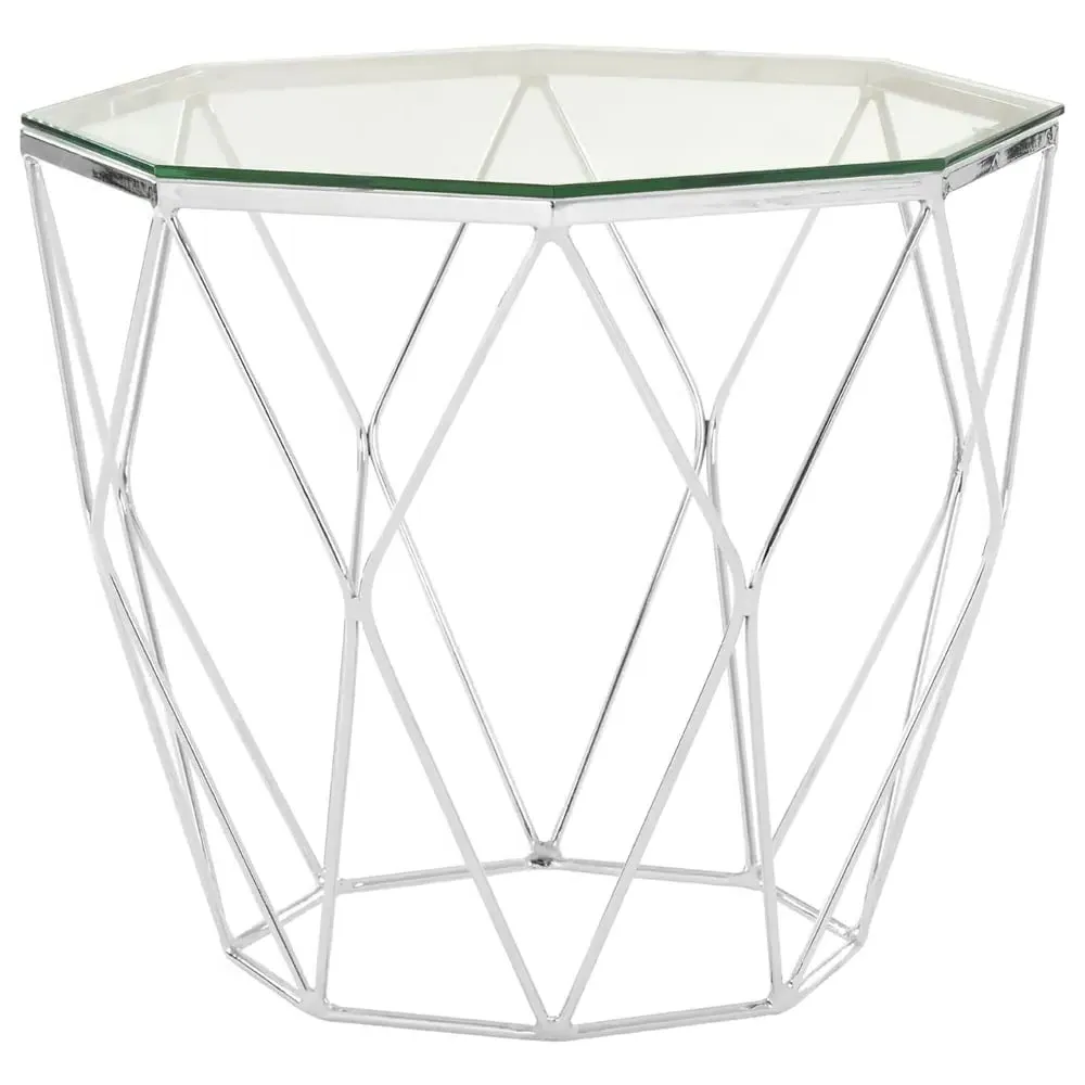 Allston Clear Glass Polygonal End Table - Chrome image
