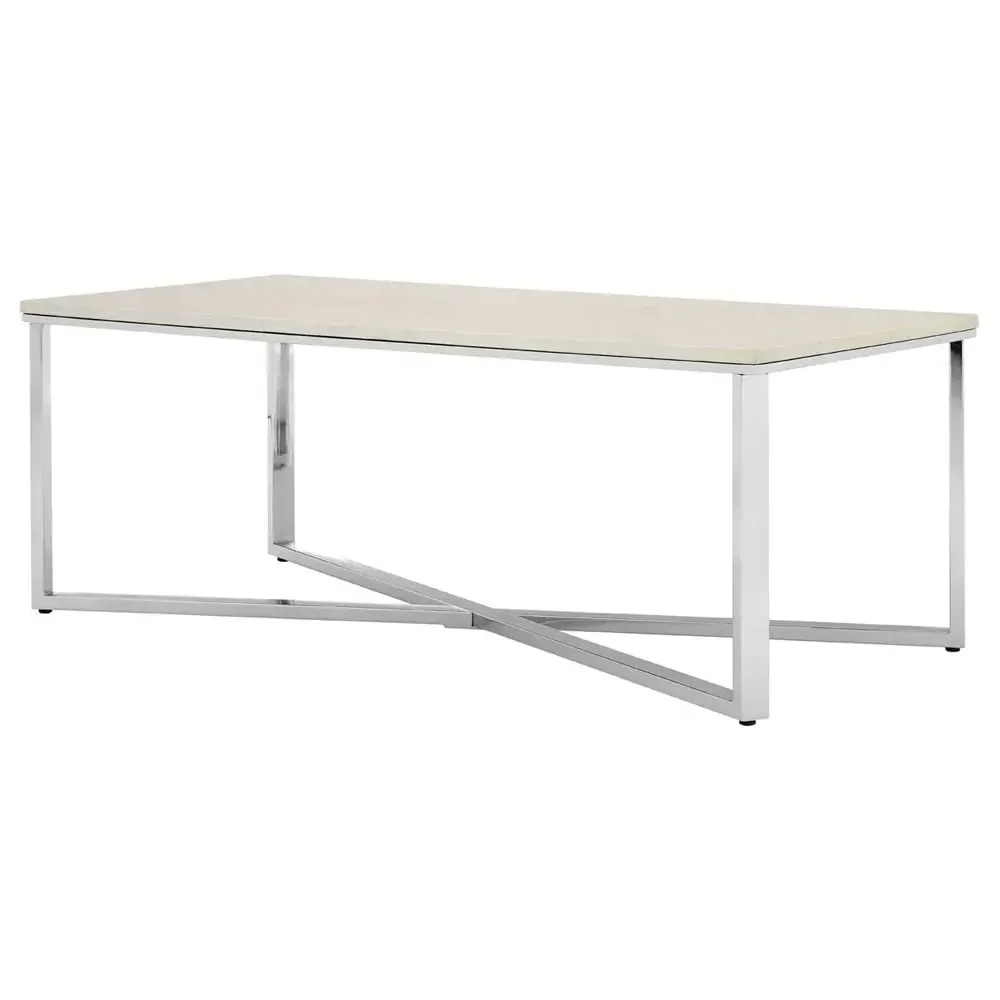 Allston Coffee Table with Chrome Frame - White, Faux Marble