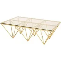 Allston Coffee Table with Prismatic Frame - Gold, Glass