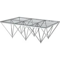 Allston Coffee Table with Prismatic Frame - Silver, Glass