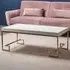 Allston Coffee Table with Rose Gold Frame - White, High Gloss