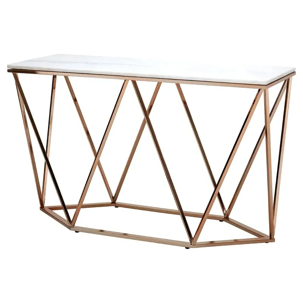 Allston Console Table - White Marble, Champagne Gold