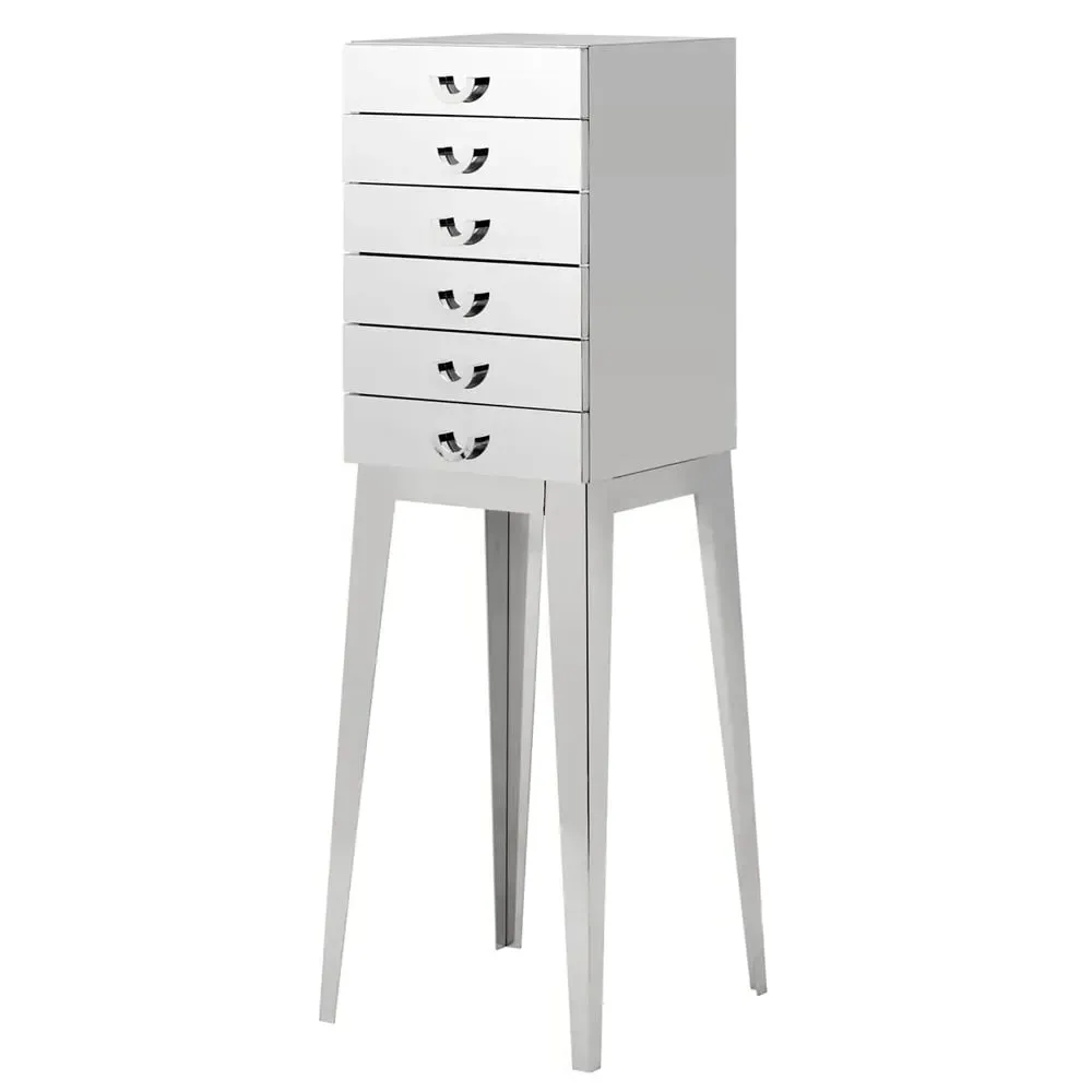 Allston Console Table with 6 Drawers - Silver