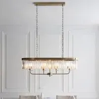 Allston Faceted Glass Linear Pendant Ceiling Light - Brass