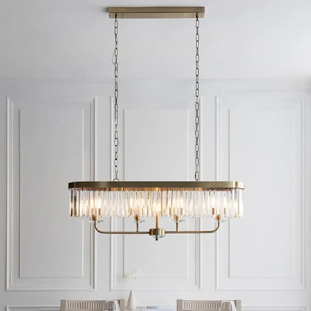 Allston Faceted Glass Linear Pendant Ceiling Light - Brass image