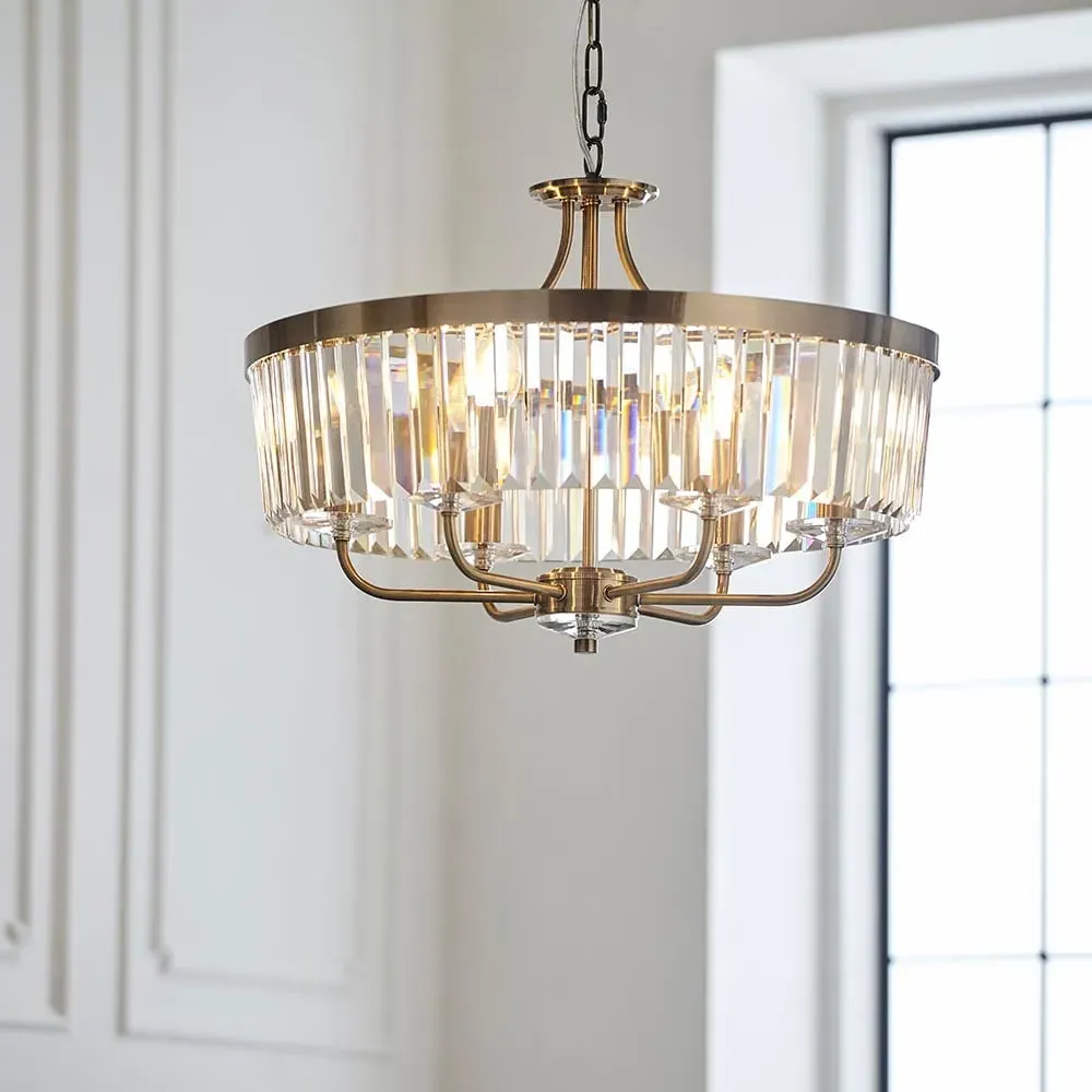 Allston Faceted Glass Pendant Ceiling Light - Brass