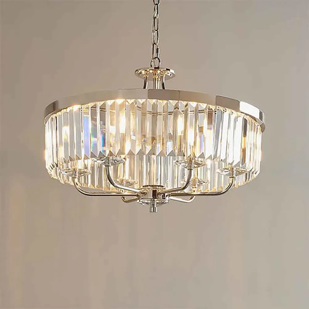 Allston Faceted Glass Pendant Ceiling Light - Nickel