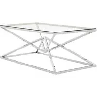 Allston Glass Coffee Table with Corseted Frame - Silver