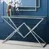Allston Glass Console Table with Corseted Frame - Silver