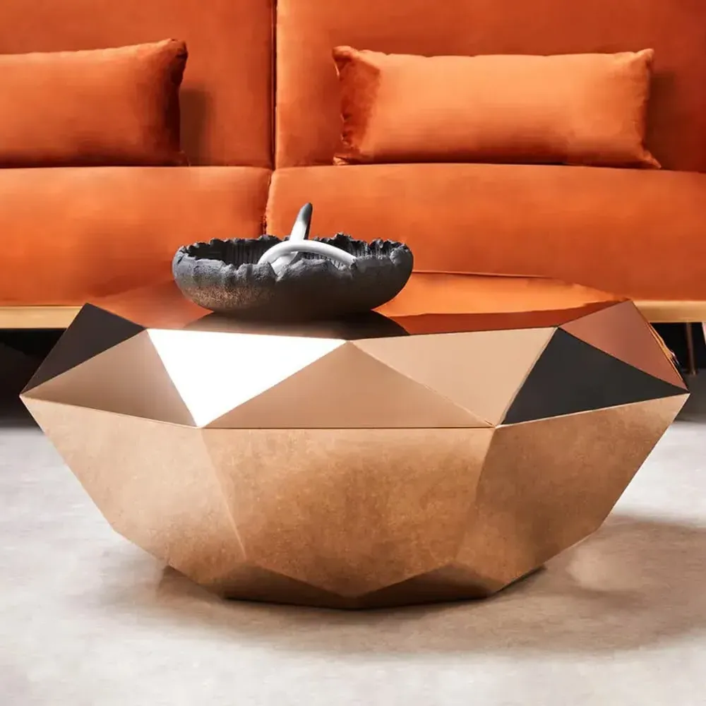 Allston Hexagonal Coffee Table Diamond Cut - Rose Gold, Steel