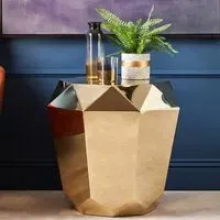 Allston Hexagonal End Table Diamond Cut - Champagne, Steel