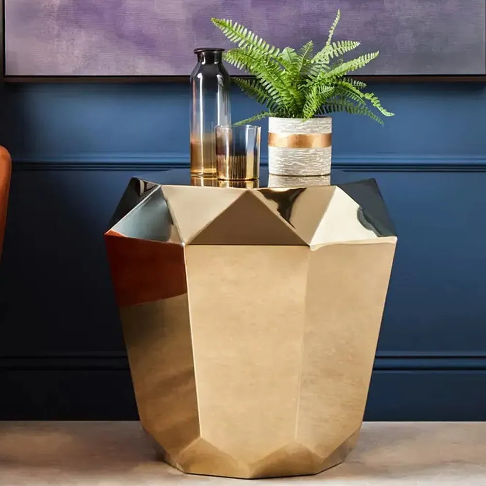 Allston Hexagonal End Table Diamond Cut - Champagne, Steel