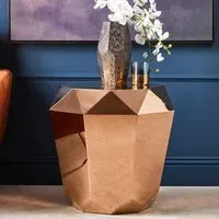 Allston Hexagonal End Table Diamond Cut - Rose Gold, Steel