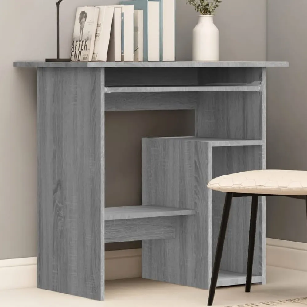 Allston Laptop Desk with 2 Shelves - Grey, Engineered Wood image