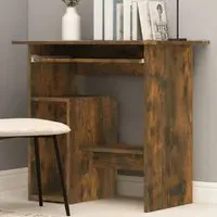 Allston Laptop Desk with 2 Shelves - Smoked Oak, Engineered Wood