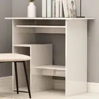 Allston Laptop Desk with 2 Shelves - White, High Gloss