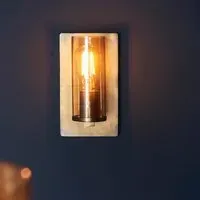 Allston Lustre Glass Shade Wall Light - Antique Brass