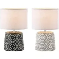 Allston Oriental Table Lamps Pair - Grey, Cement
