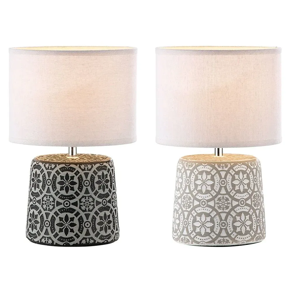 Allston Oriental Table Lamps Pair - Grey, Cement image
