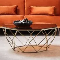 Allston Polygonal Coffee Table - Amber Glass, Bronze