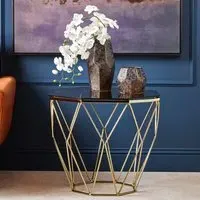 Allston Polygonal End Table - Amber Glass, Bronze