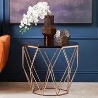 Allston Polygonal End Table - Amber Glass, Rose Gold