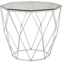Allston Polygonal End Table with Nickel Frame - Grey Glass