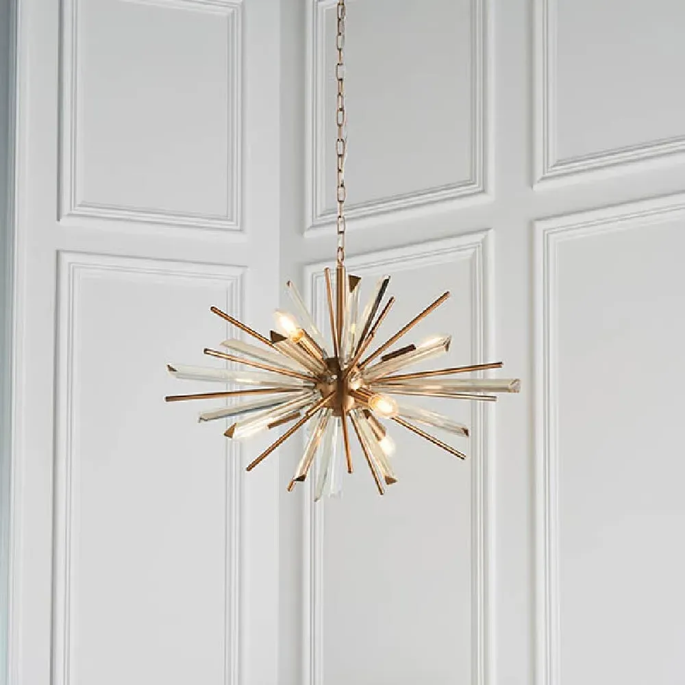 Allston Prism Glass Pendant Ceiling Light - Antique Brass