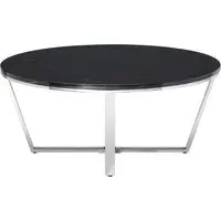 Allston Round Coffee Table with Chrome Frame - Black, Faux Marble