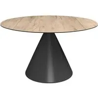 Allston Round Extending Dining Table - Oak Effect, Ceramic