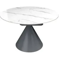 Allston Round Extending Dining Table - White, Ceramic
