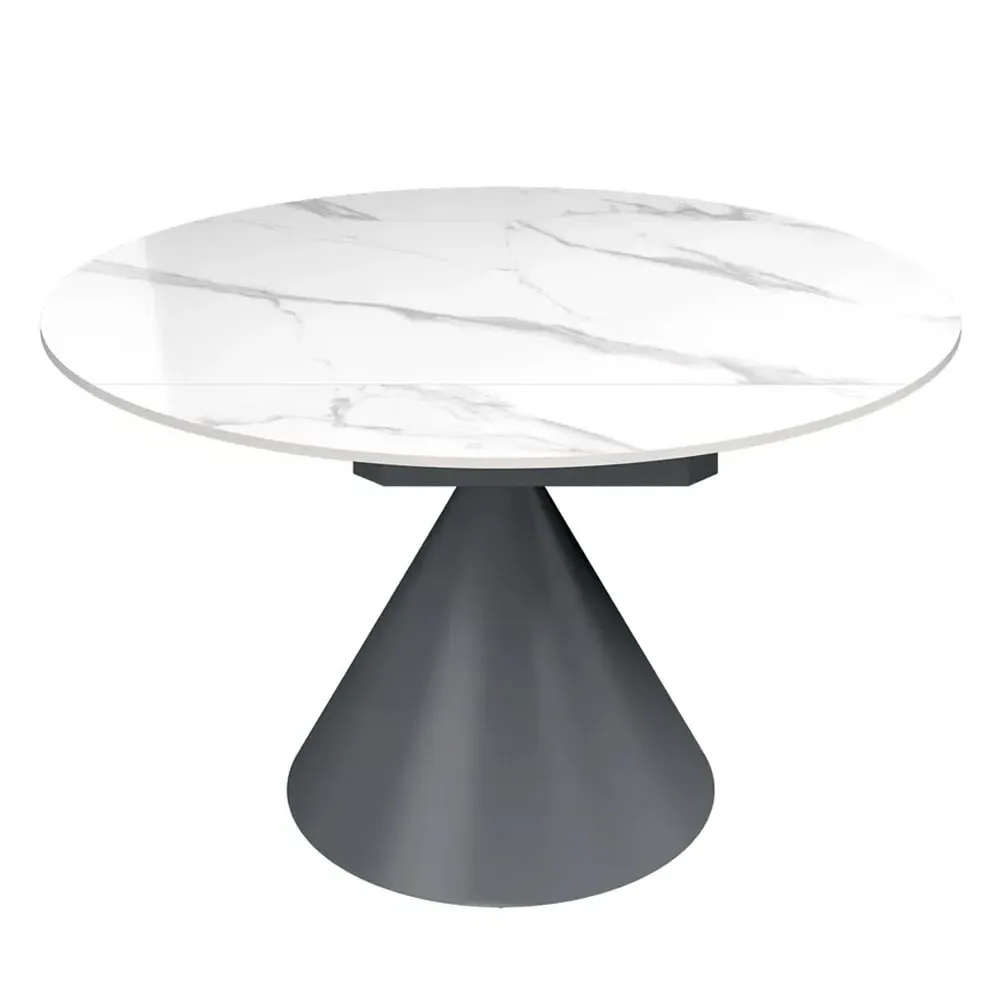 Allston Round Extending Dining Table - White, Ceramic