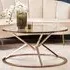 Allston Round Glass Coffee Table with Corseted Frame - Rose Gold