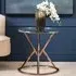 Allston Round Glass End Table with Corseted Frame - Rose Gold