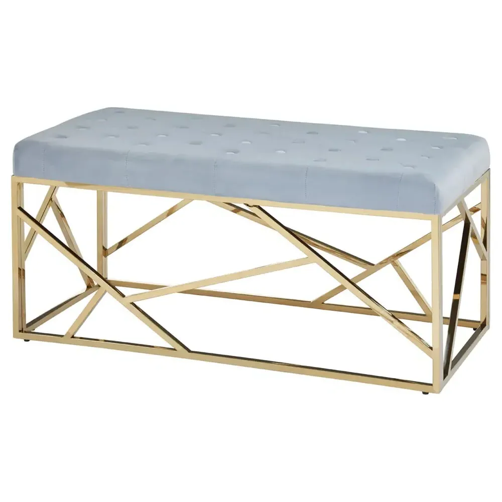 Allston Seating Bench with Angled Frame - Blue, Velvet