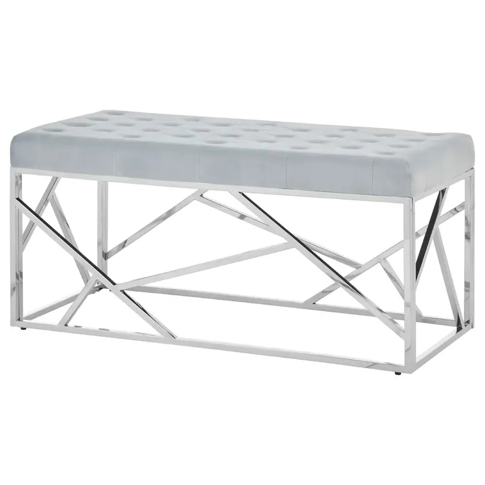 Allston Seating Bench with Angled Frame - Blue, Velvet