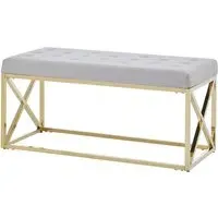 Allston Seating Bench with Cross Frame - Mink, Velvet