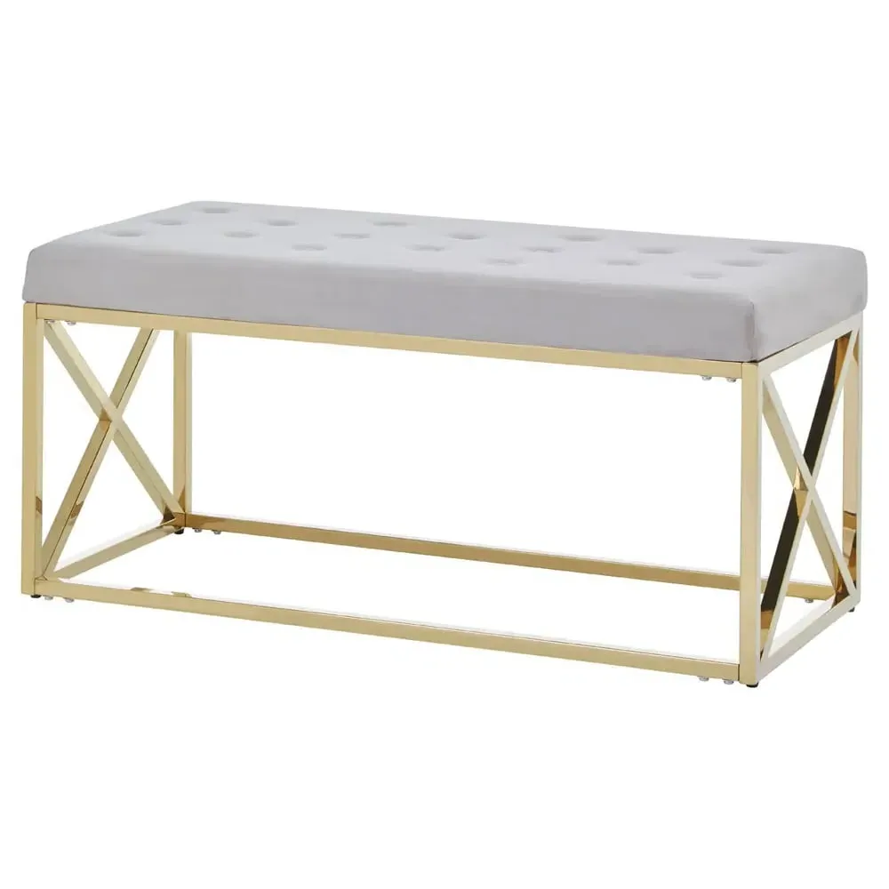 Allston Seating Bench with Cross Frame - Mink, Velvet