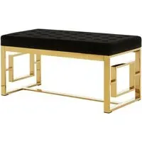 Allston Seating Bench with Square Frame - Black, Velvet