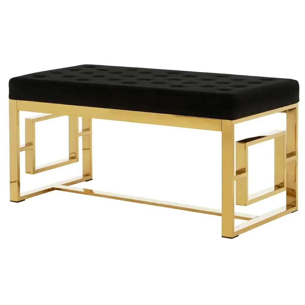 Allston Seating Bench with Square Frame - Black, Velvet