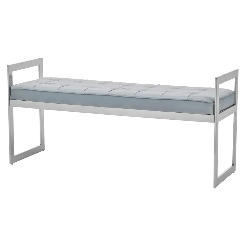 Allston Seating Bench with Steel Frame - Blue, Velvet